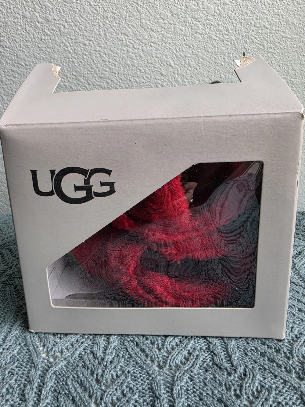 UGG Kids Red Plush Bootie Slippers